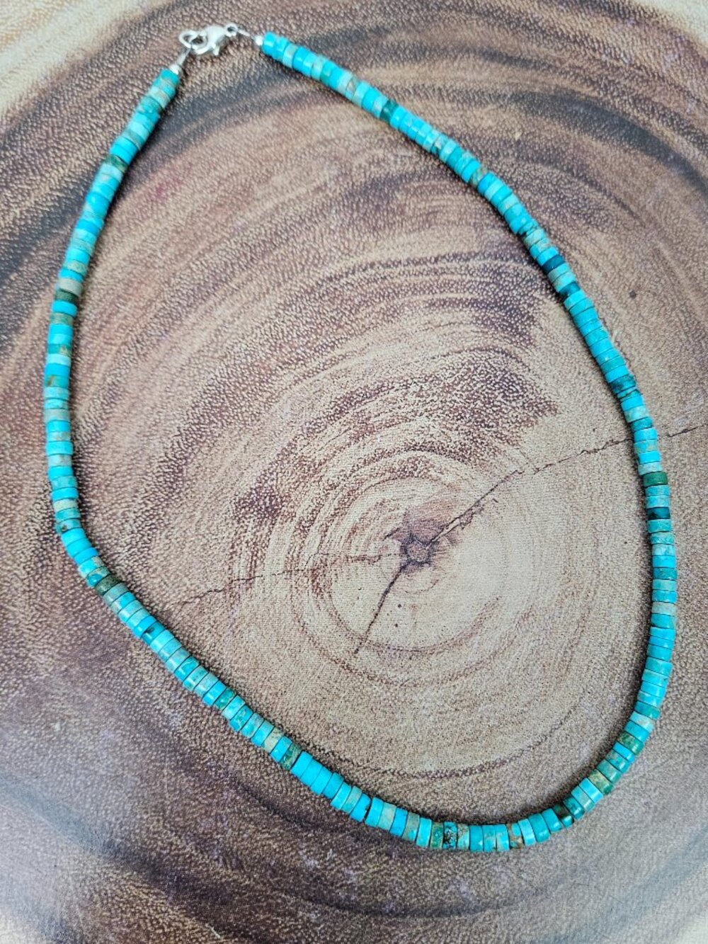 Sterling Silver Turquoise 16" Heishi Bead Necklace